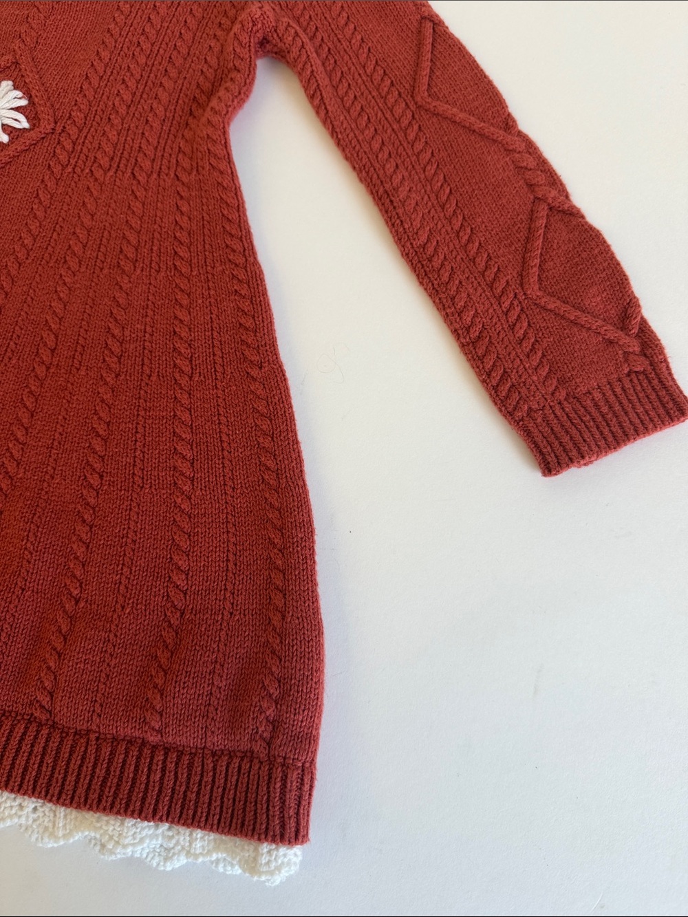 Cupcakes and Cashmere Toddler's Daisy Coral Cable Knit Sweater Dress - Picture 7 of 14